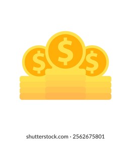 Pile of coin dollars icon. Business, financial, profit, wealth concepts. Flat vector design isolated illustration.