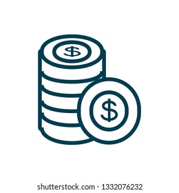 pile of coins dollar isolated icon