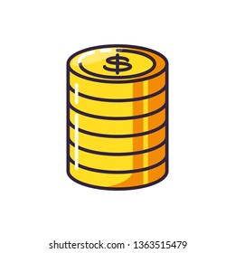 pile of coins dollar isolated icon