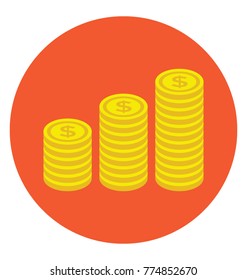 
Pile of coins in flat vector icon design
