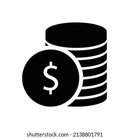 Pile of coins icon. Flat style design graphics. Money symbol. Cash pictogram for website design, logo, app, UI isolated on white background. Finance, banking, stock market outline concept.