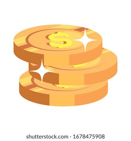 pile coins money cash isolated icon vector illustration design