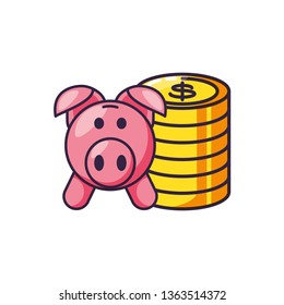 pile of coins with piggy bank