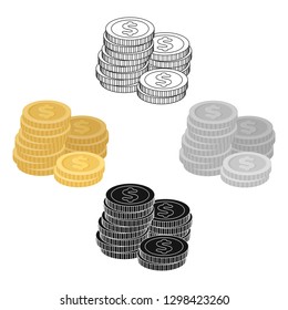 A pile of coins for reckoning in a casino. Gambling.Kasino single icon in cartoon style vector symbol stock illustration.