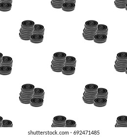 A pile of coins for reckoning in a casino. Gambling.Kasino single icon in black style vector symbol stock illustration.