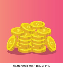 a pile of coins vector template.
