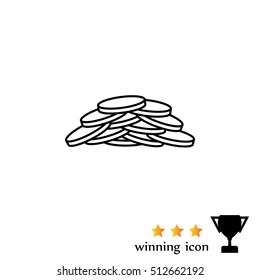 Pile of coins.Vector illustration of financial success. Line icon