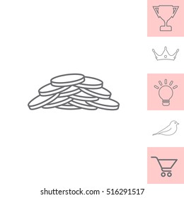 Pile of coins.Vector illustration of financial success. Line icon