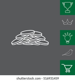 Pile of coins.Vector illustration of financial success. Line icon