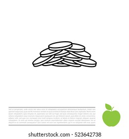 Pile of coins.Vector illustration of financial success. Line icon