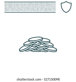 Pile of coins.Vector illustration of financial success. Line icon