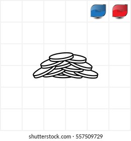 Pile of coins.Vector illustration of financial success. Line icon