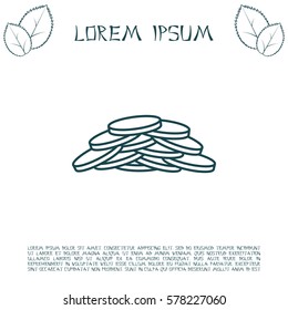 Pile of coins.Vector illustration of financial success. Line icon