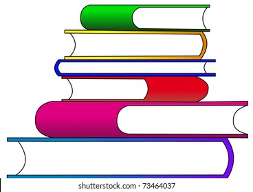 The Pile of the color books, insulated on white.