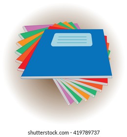 The pile of colored notebooks, magazines, books. Vector illustration