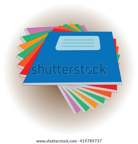 The pile of colored notebooks, magazines, books. Vector illustration
