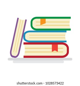 Pile of colorful books. Vector illustration