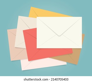 Pile Of Colorful Envelopes- Vector Illustration