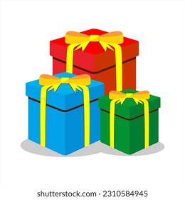 pile of colorful gift boxes with ribbon suitable for use on birthday party, new year and marry christmas