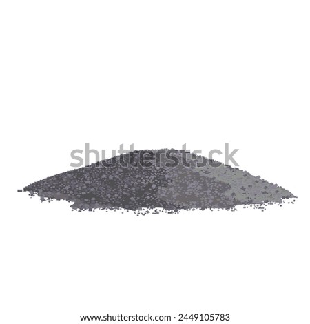 A pile of cooled ash or other bulk material - sand, fertilizer, soil, cement. Vector illustration isolated on white background