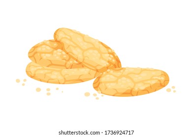 Pile of Crunchy Lemon Cookies Isolated on White Background Vector Illustration
