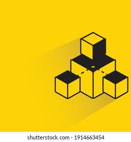 pile of cubes abstract  for technology concept with drop shadow yellow background