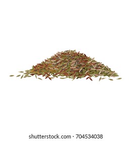 Pile of cumin seeds isolated on white background