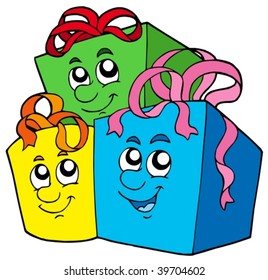 Pile of cute gifts - vector illustration.