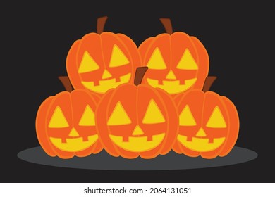 Pile of cute Halloween pumpkin