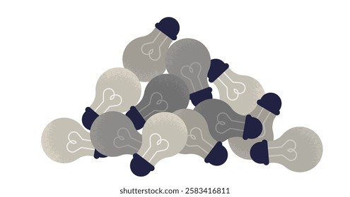 Pile of dark light bulbs｜Illustration symbolizing lack of ideas and challenges