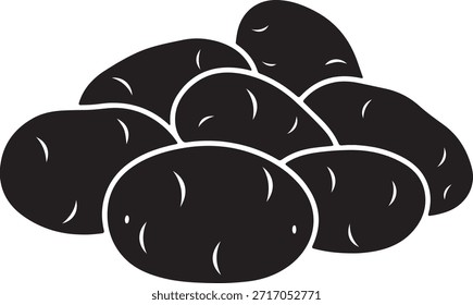 Uma pilha de batatas escuras em um estilo gráfico simples
