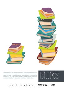 Pile of different books. Vector. Isolated.