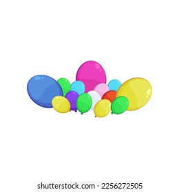 Pile of different colorful balloons vector illustration. Inflatable spheres, balloons for wedding, festival or carnival isolated on white background. Decoration, celebration concept
