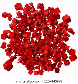 pile of different sized redcubes. 3d style vector illustration
