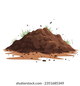 A pile of dirt with grass vector illustration