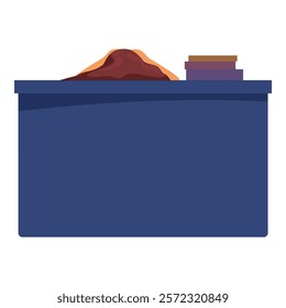 Pile of dirt is sitting on an office desk with a stack of files, representing the concept of deadline pressure