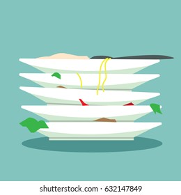 pile of dirty dishes-vector