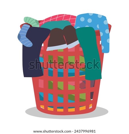 Pile of dirty laundry clothes in the basket