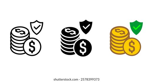 Pile of dollar coins icon. Savings and investment pictogram. Gambling betting sign. Finance illustration. Cent coins stack symbol.