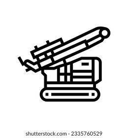 Pile Driver Bauingenieur Linie Symbol Vektorgrafik. Schild des Piloten-Ingenieurs. isoliertes Kontursymbol