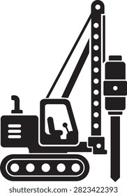 Pile Driver Drilling Rig Construction Equipment Vector Icon
