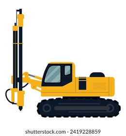 Pile driver icon. Heavy machinery. Vector illustration. Eps 10.