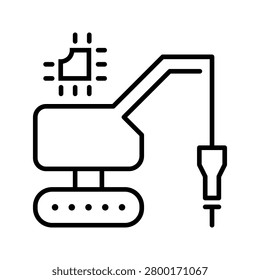 Pile driver icon. Industry and construction equipment line symbol. Black and white.