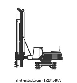 Pile driver isolated on background. Vector illustration