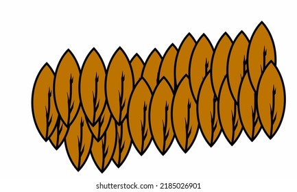 Pila de hojas marrones secas. Ilustración vectorial. diseño plano