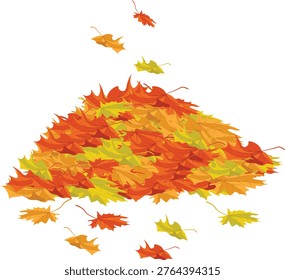 Pile of dry leaves, fallen leaves.