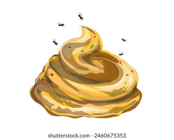 a pile of dung swarming with flies, no tar