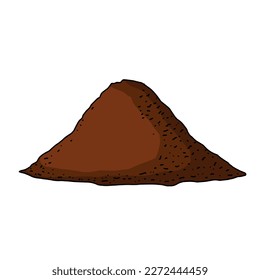 Pile of earth. Land and soil for farming. Brown mound. Flat cartoon isolated on white