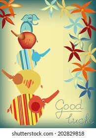 pile of elephants illustration background