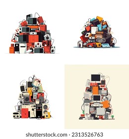 Pile of e-waste vector illustration isolated